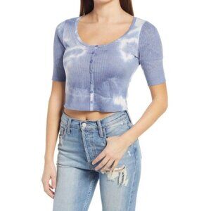 New Nordstrom All In Favor | Marled Tie Dye Rib Top in Denim